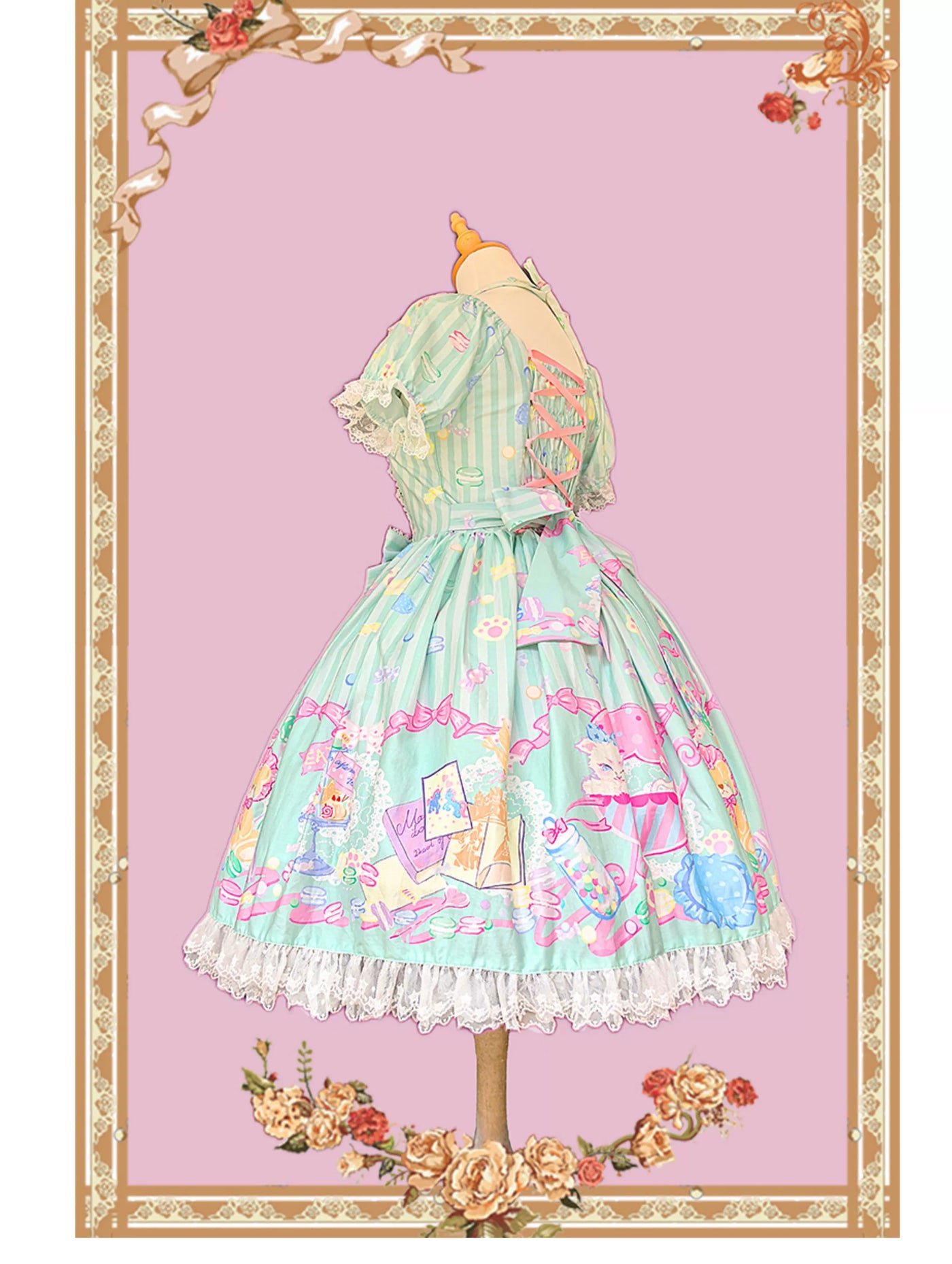 Infanta - Macaron Dolly House - Sweet Lolita OP Printed Dress, Side Zipper