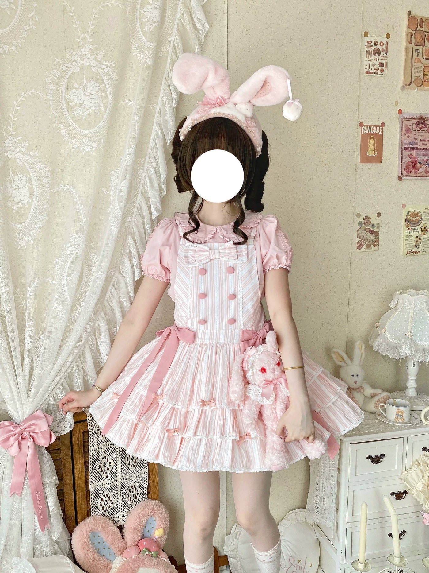 White Tea Story - Mian Mian Bing - Tiered cotton Lolita jumper skirt