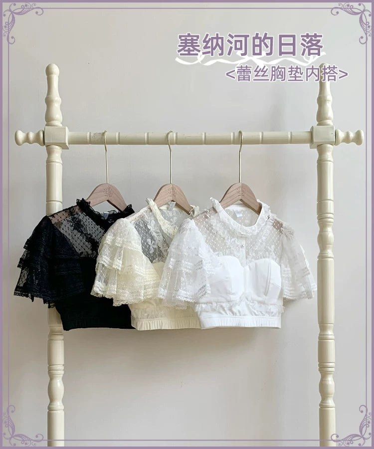 With PUJI - Sunset on the Seine - Lolita Blouse, Lace Trim detail view 6
