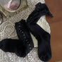 Black buttoned mid-calf socks, one pair / One Size