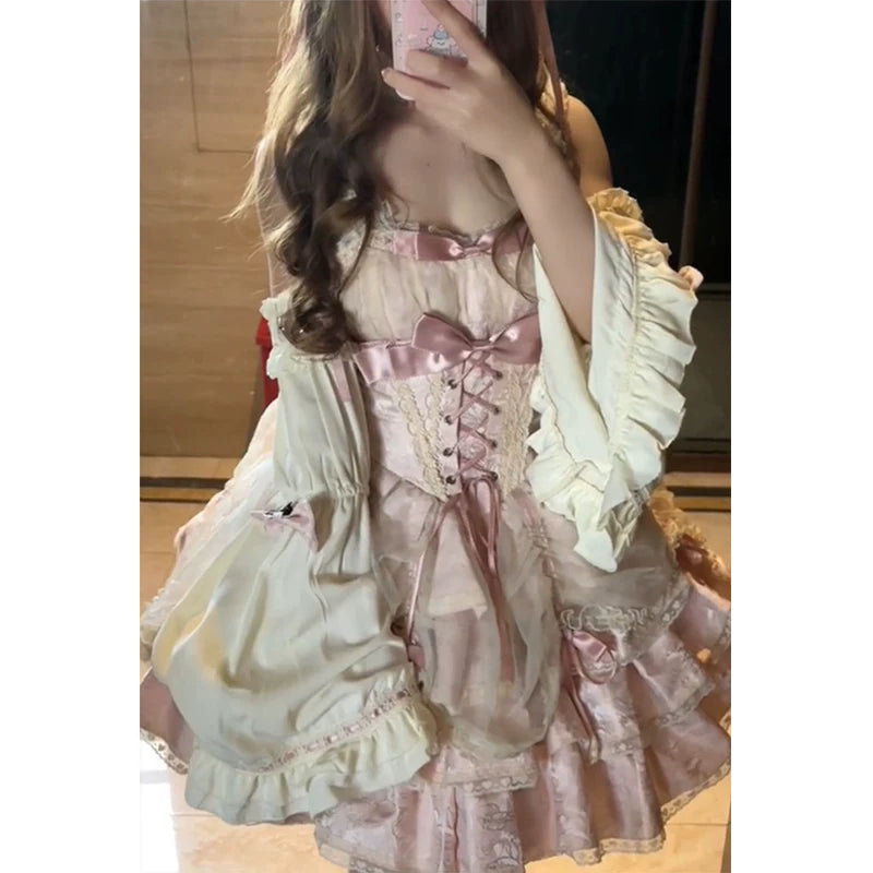 Creamy - Pink Princess - Strappy OP Dress with Sleeve Covers