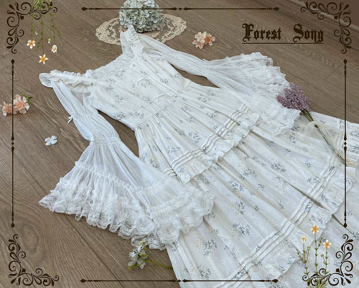 Forest Song - Chloris - Mesh Princess-Sleeve Lolita Blouse - detail view 5