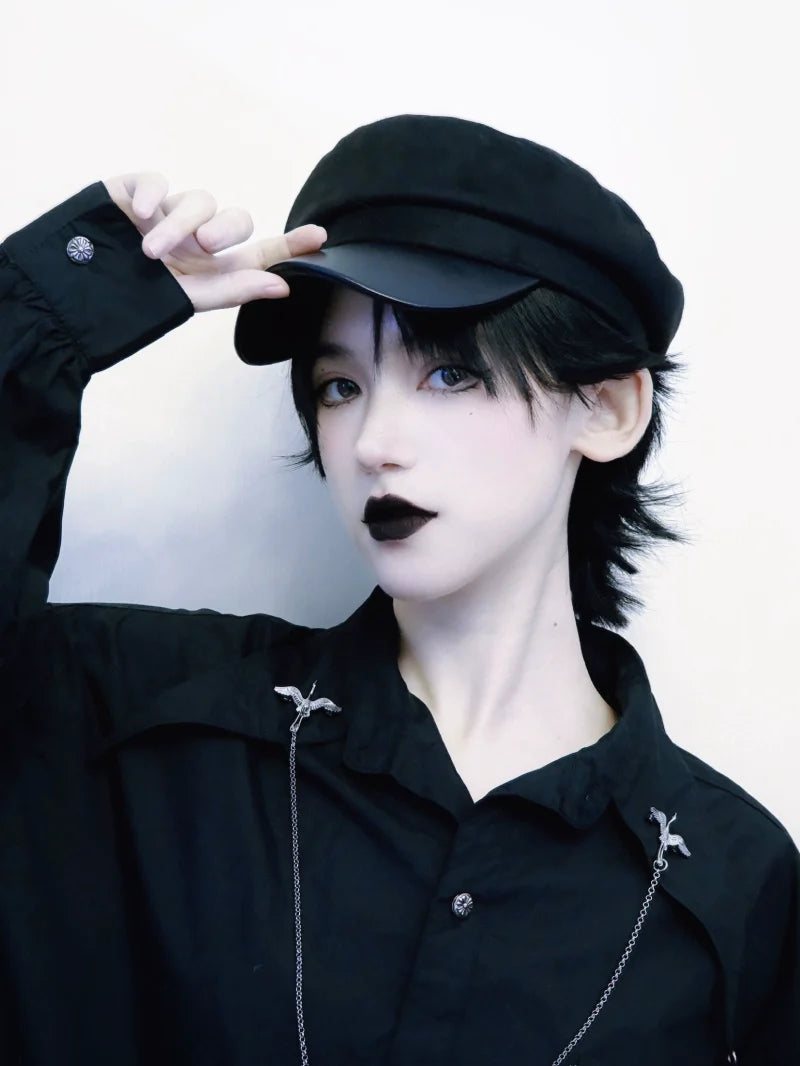 Strange Sugar - Gothic Lolita Hat Leather Buckle - Lolita Newsboy Hat Headwear