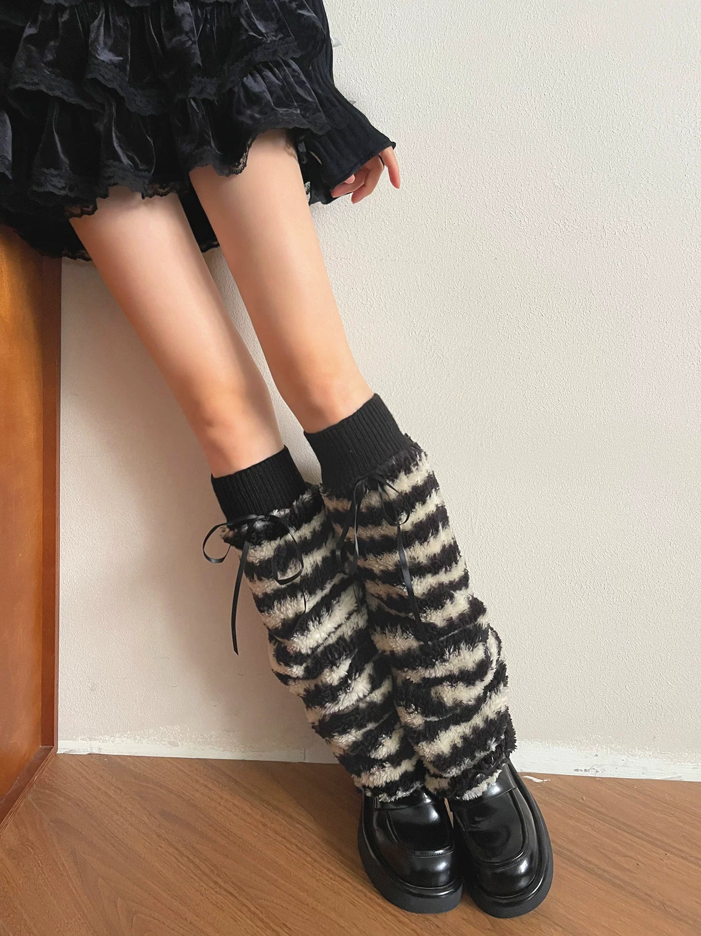 Sock Noble - Millennium Stripe - Striped Leg Warmers with Ribbon Ties