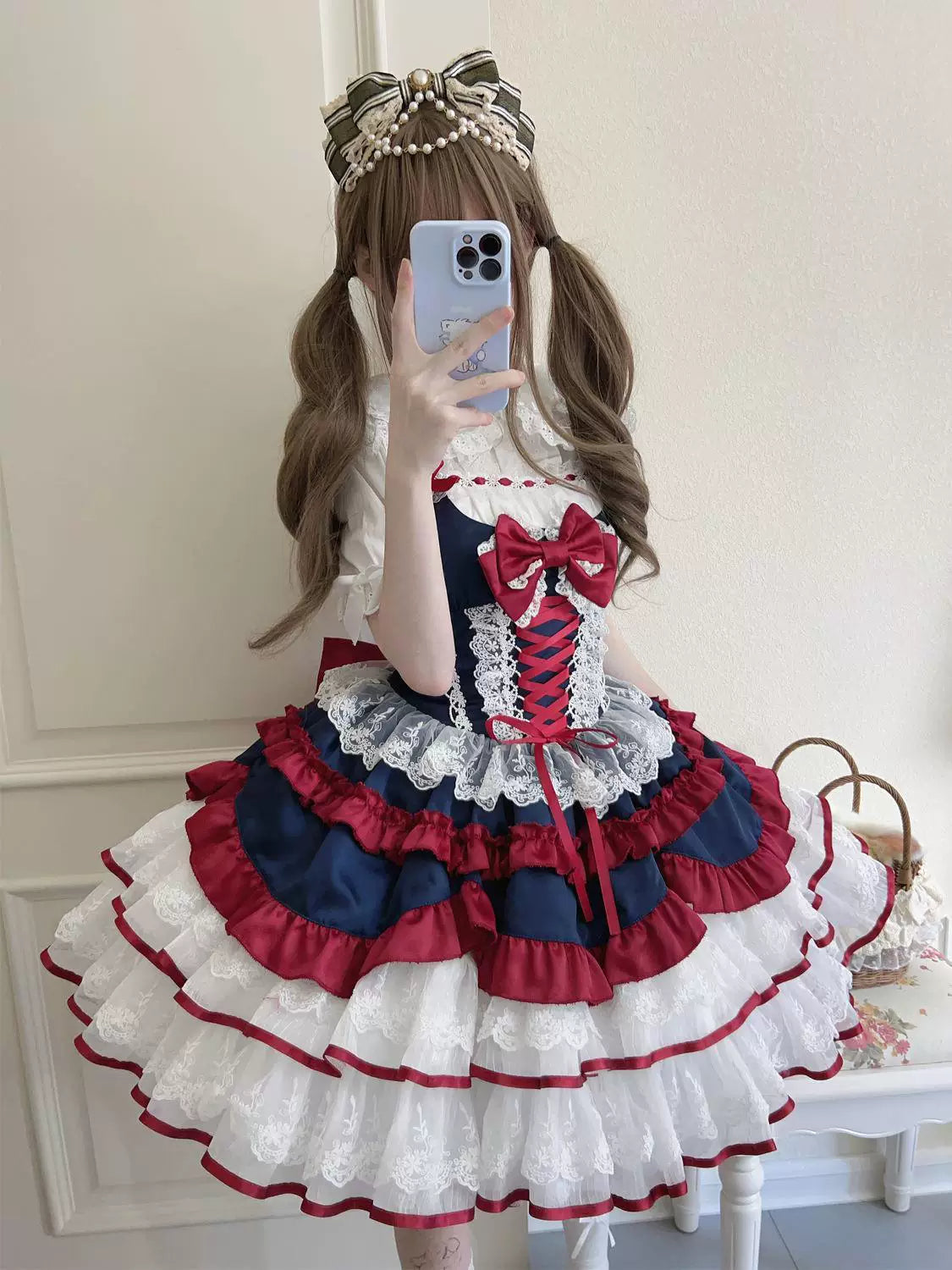 Sweetheart Dream Machine - Snow White Princess - Ruffled JSK Dress with Lace and Ribbon Bows