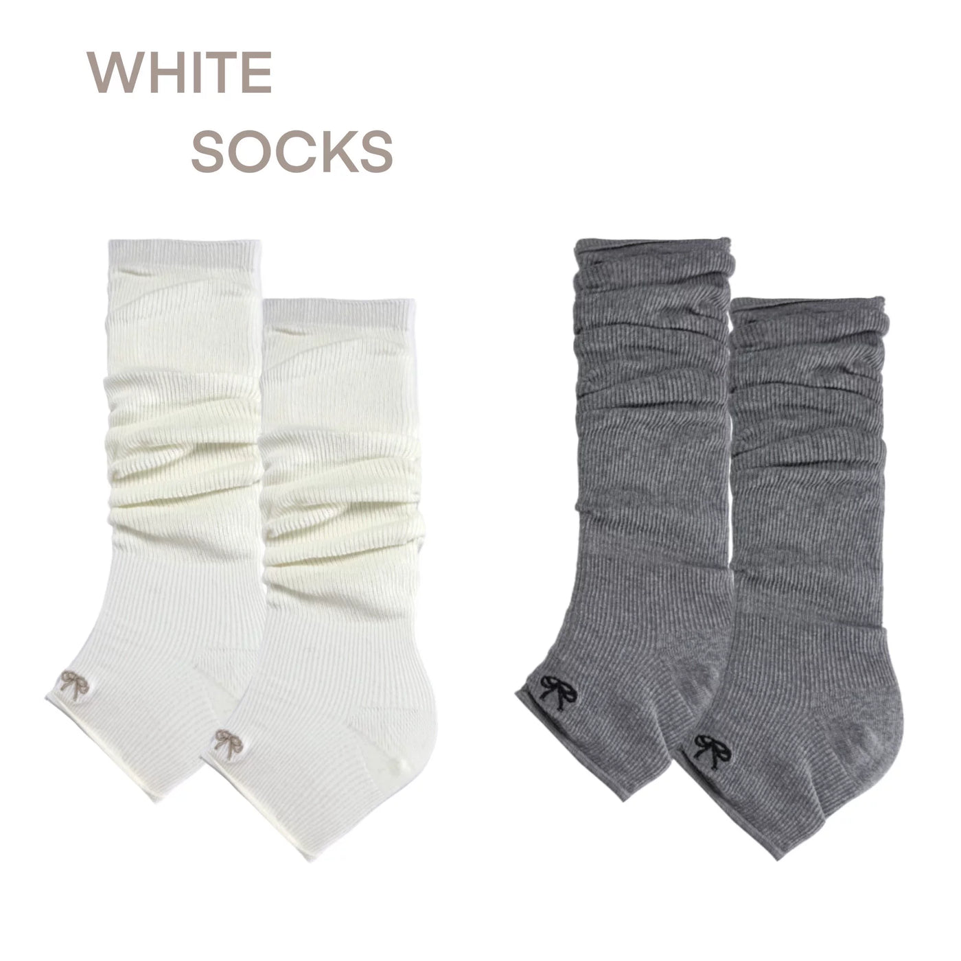 White Socks - Ballet Slouch - Footed Knitted Leg Warmers in Single or Multi-Pair Sets