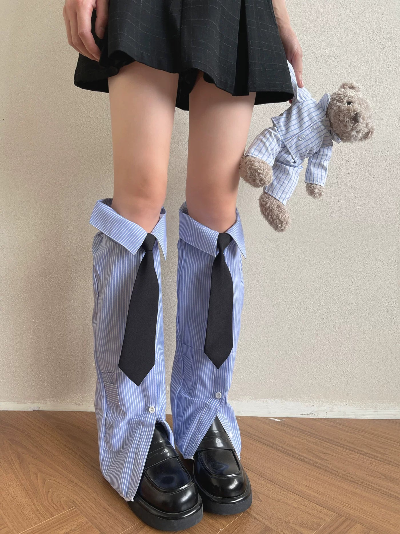 Sock Noble - Sailor Stripe - Blue-and-white striped sock covers with collar and tie