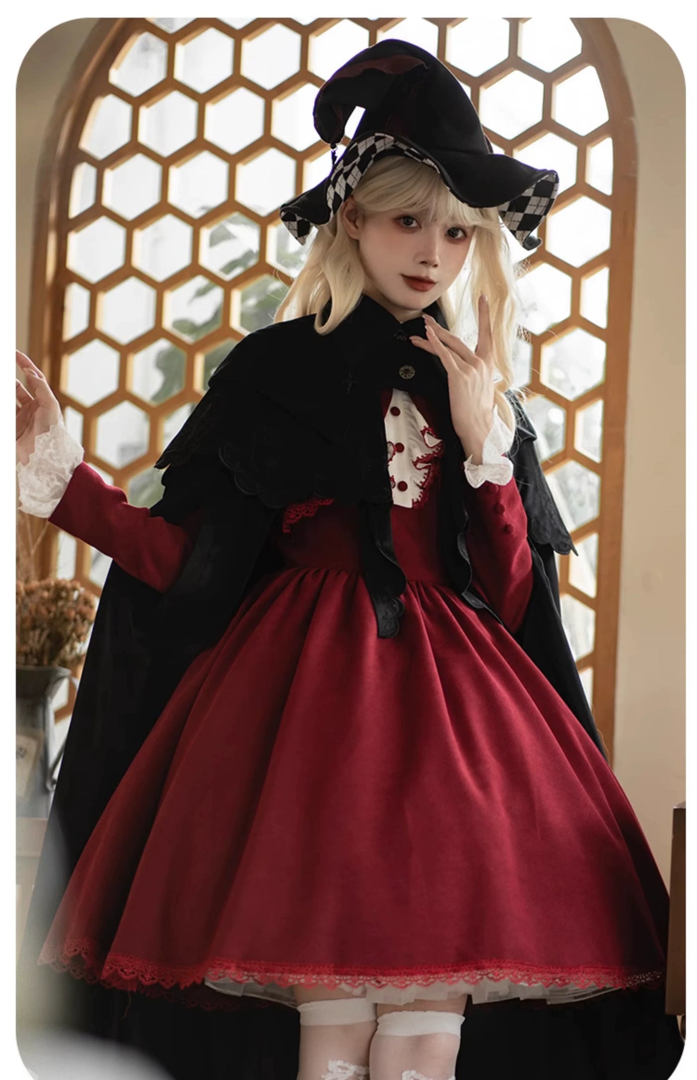 With PUJI - Pilgrim - Black Gothic Lolita Cape, Detachable 2-Piece