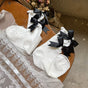 White socks, black bow / One Size