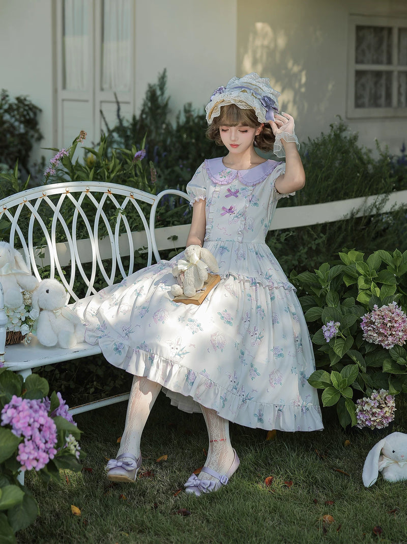 With PUJI - Breezy Summer - Country Lolita OP Dress, Print detail view 4