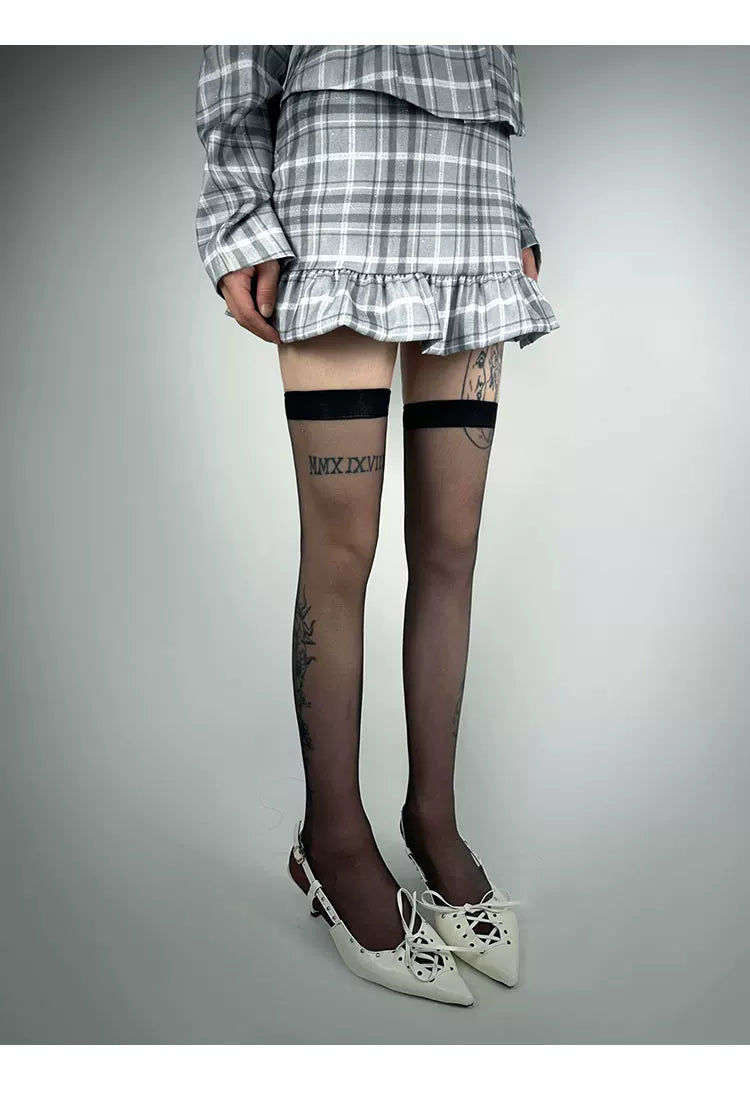 White Socks - Classic Sheer Line - Plain Sheer Stockings in Two Lengths