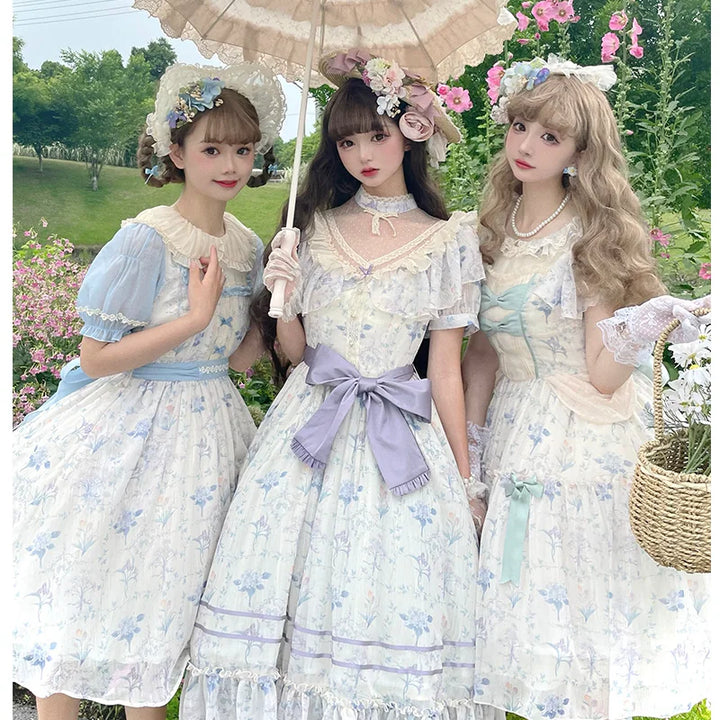 With PUJI - Summer Flower Wall Collection - Lolita OP Dress, Pockets & Chiffon