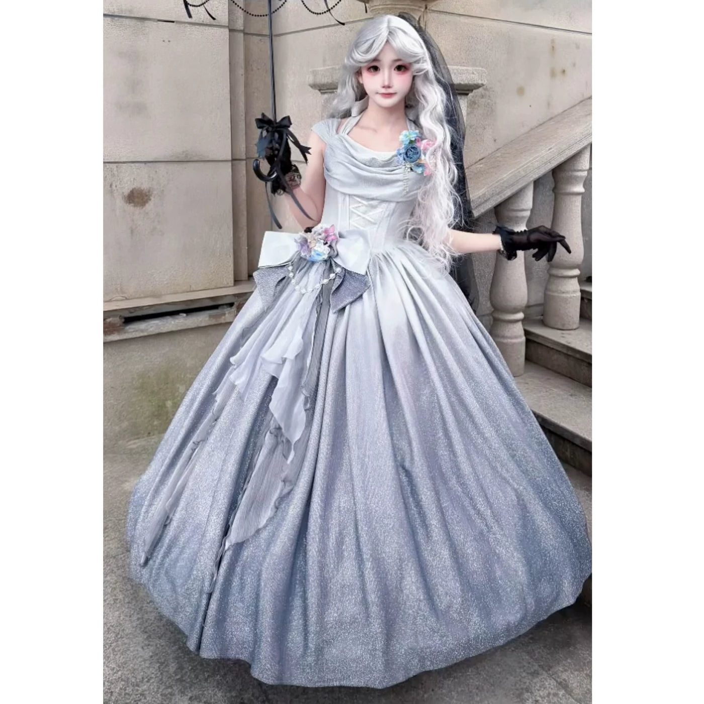 Emoji Dream - Star Dream Lolita Ballgown - Silver grey embellished