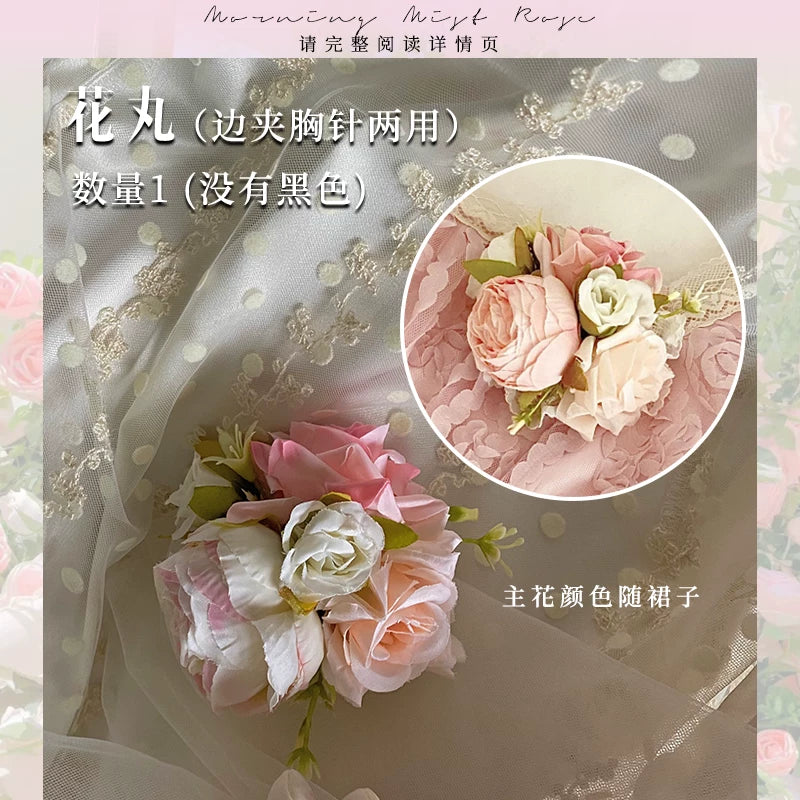 Moon Lily - Misty Rose - Empire-Waist Lolita Dress with a Matching 3-Metre Wrap – detail view 10