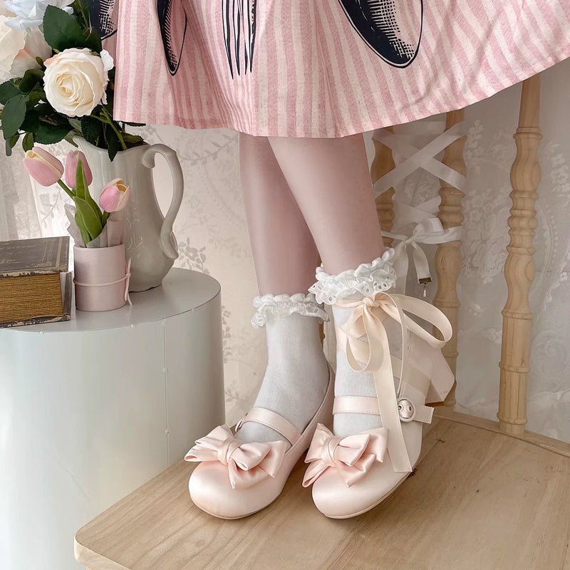 MODO Sissi Round-Toe Satin Lolita Shoes – design details – view 10