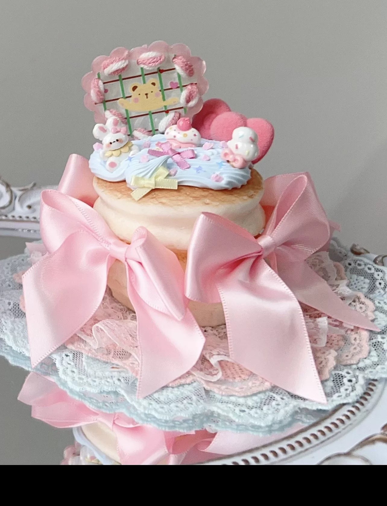 Golden Pikaka - Cherry and Strawberry Cake Collection - Frosted Small Top Hat with Fruit Toppings