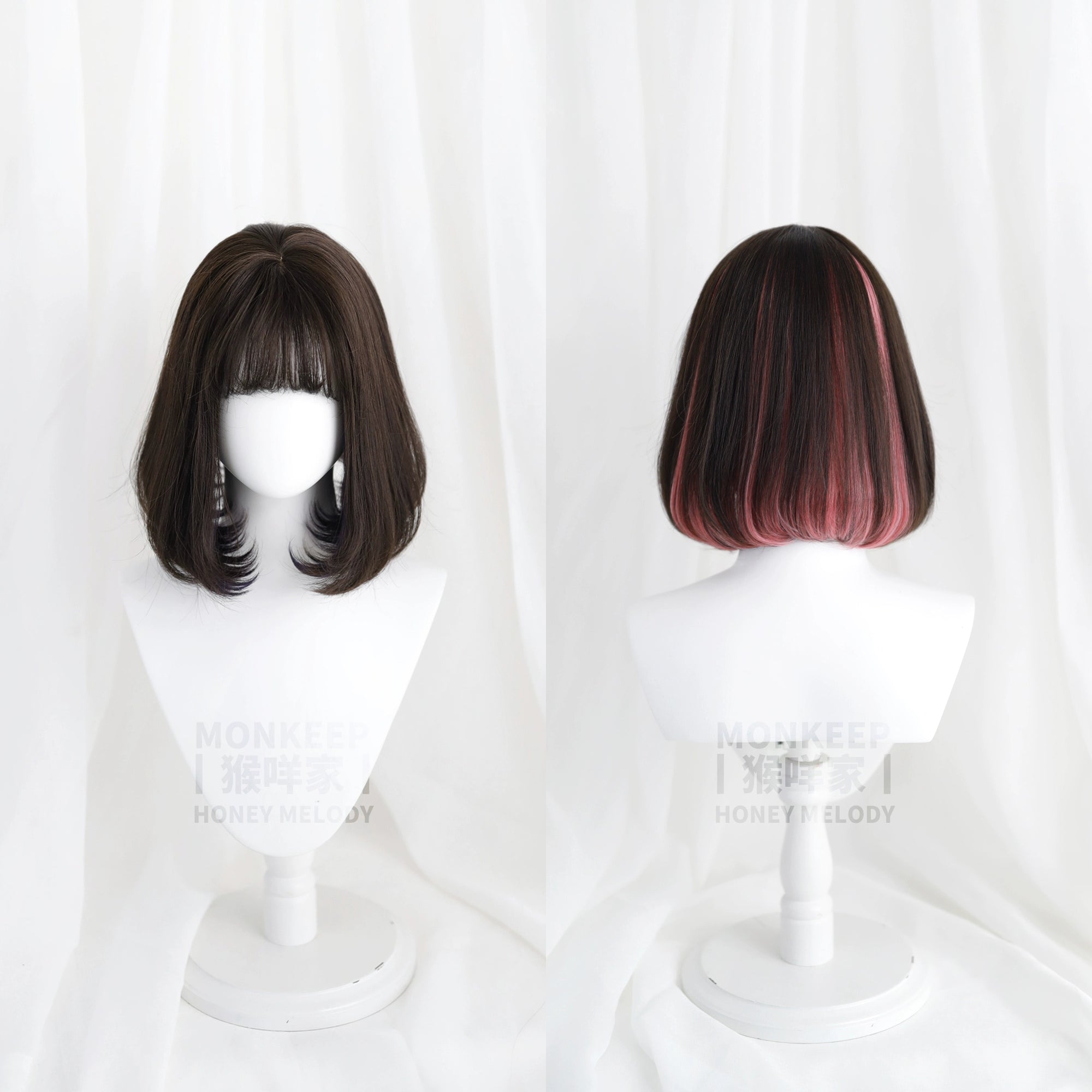Spot MONKEEP Monkey Bajia, Sandwich Fruit Pie, Bangs Top Hair Piece Inner Buckle Interlayer Highlights, Original Wig