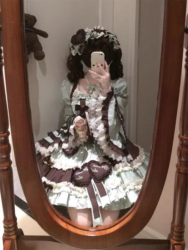 Creamy - Mint Chocolate - JSK dress set with a hime-sleeve vest