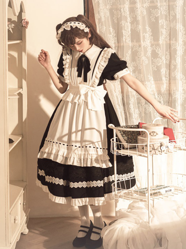 Your Princess - Maid Lolita Puff Sleeve Black Dress - OP Dress