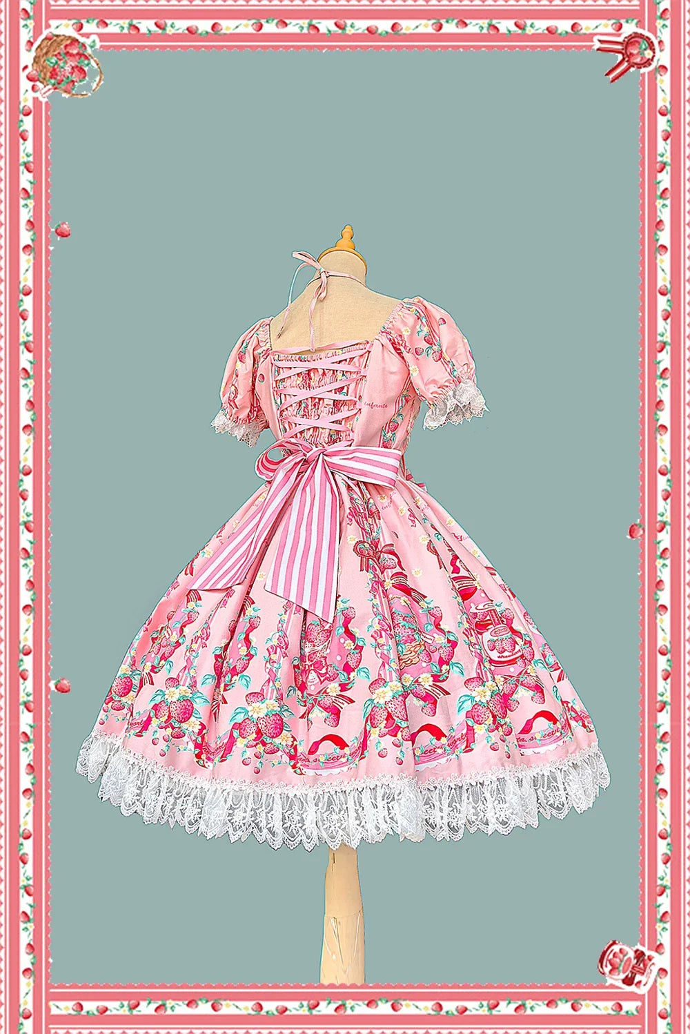 Infanta - Strawberry Chef - Printed Old School Lolita Dress, Detachable Bows
