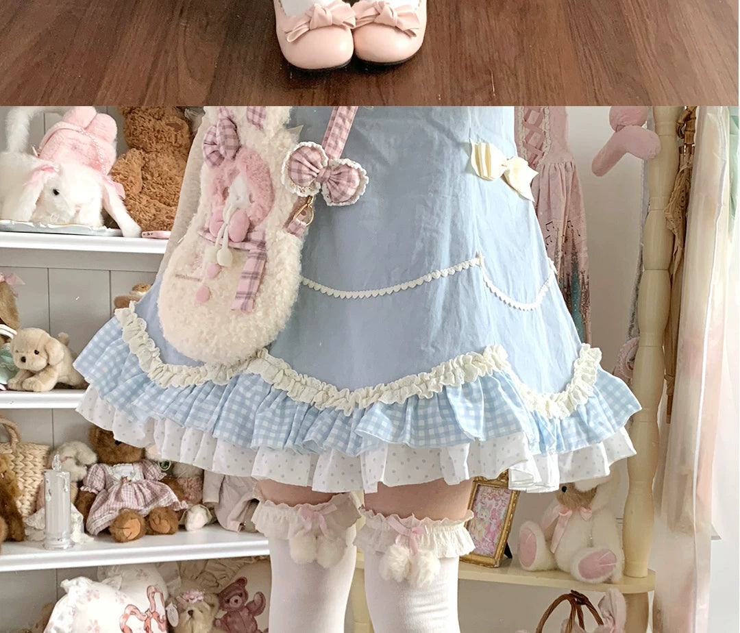 roji roji - Pom-Pom Lace - Cotton Slouch Socks with Bow Trim