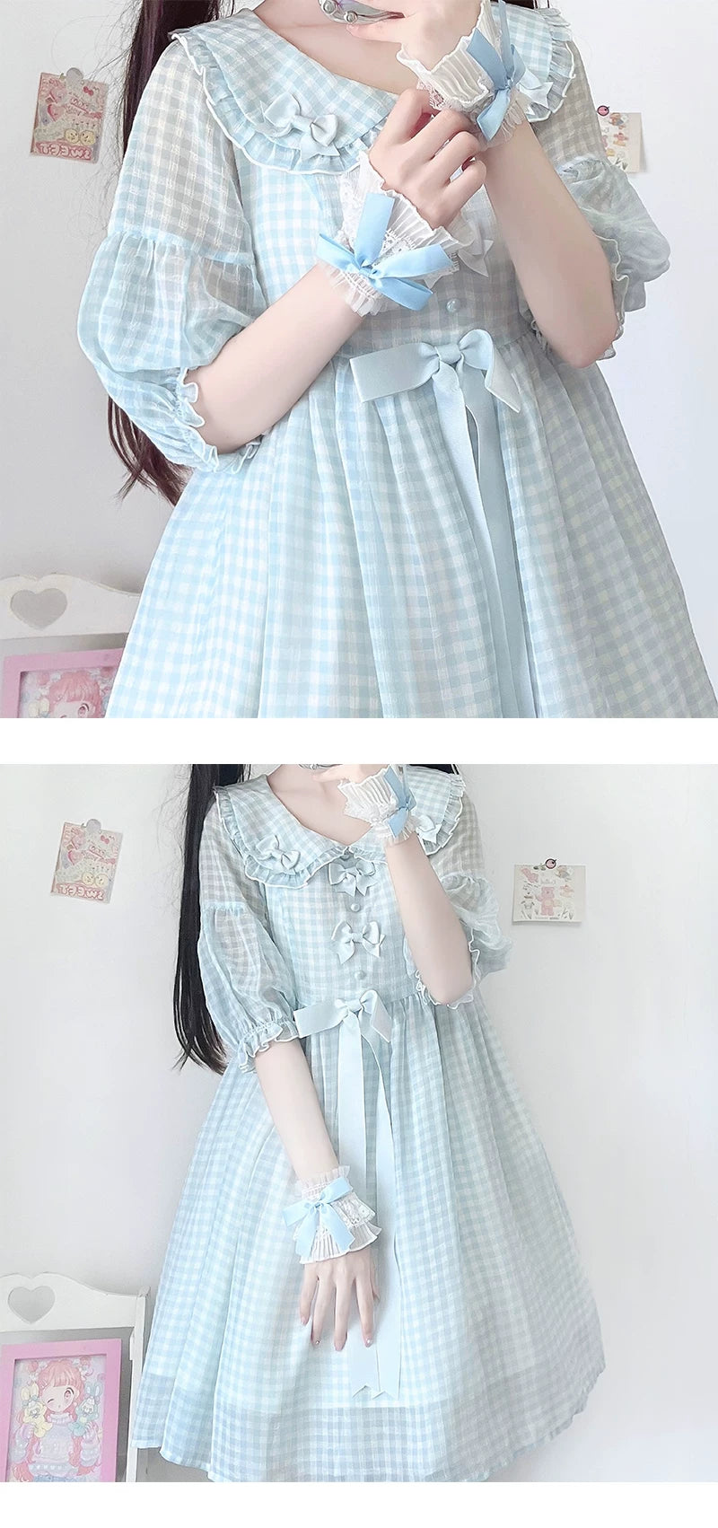 Floral Milk Cat - Bow Lace - Two-piece sleeve cuff set with lace bows