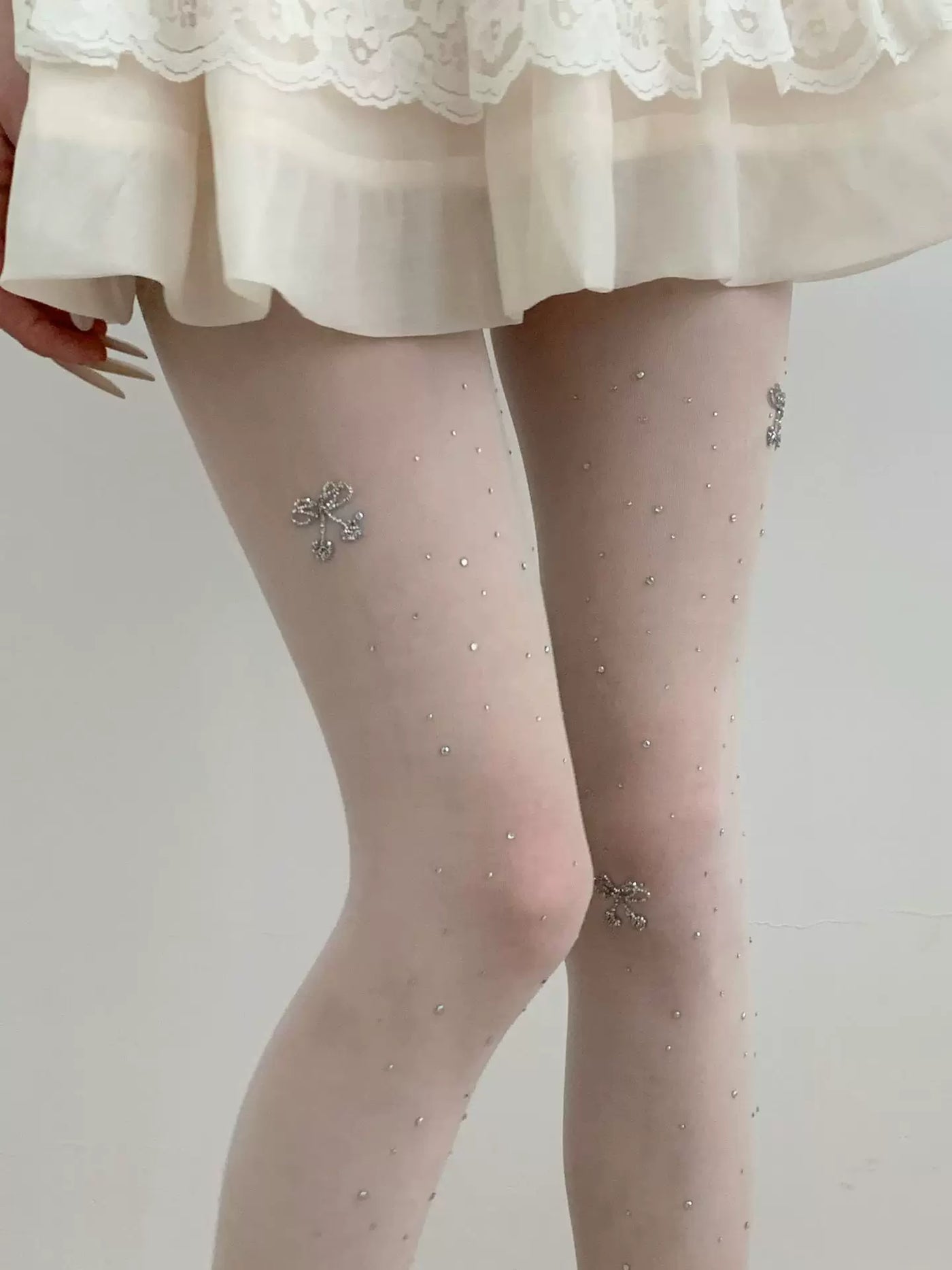 Fantasy Doll - Cherry Sparkle - Sheer tights with cherry motifs