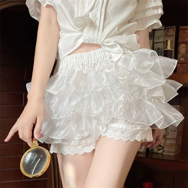 Sugar Girl - Cotton Lolita Bloomers - Ruffled Hem Cake Safety Shorts Other Surprise