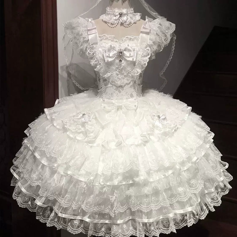 Hanguliang Feather Ballad Bridal Sweet JSK