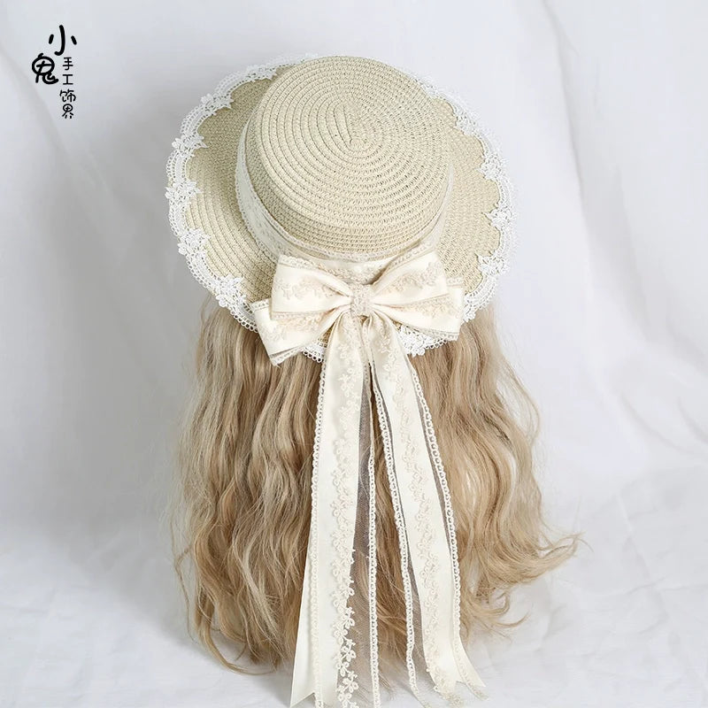 Xiaogui - Country Lolita Handmade Lace Straw - Hat Headwear