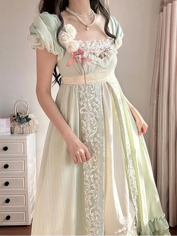 Lolita - Empire Lolita OP - Pale mint green empire-waist floor-length
