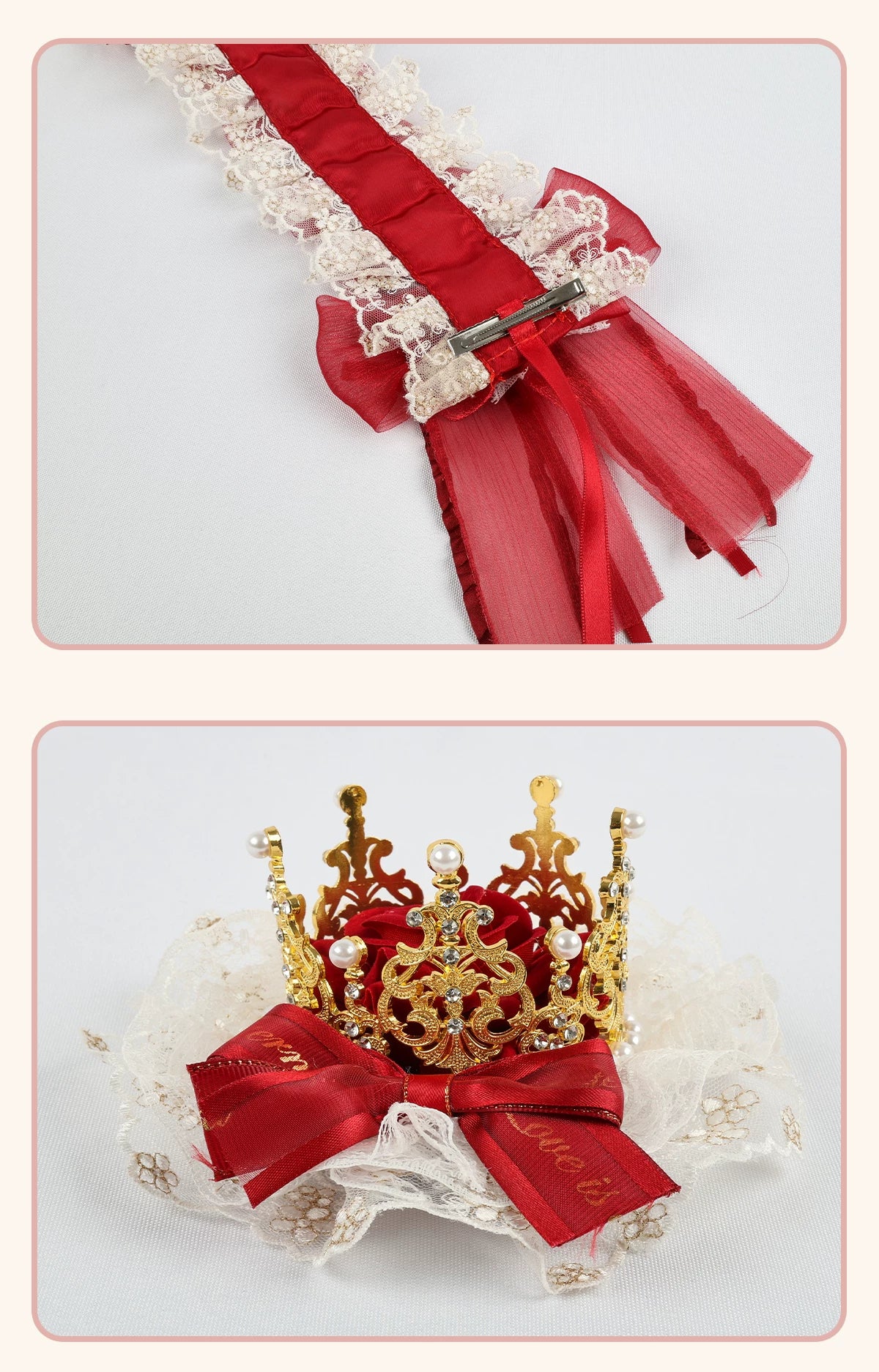 Stardust Rose - Rose Bow Collection - Headwear with red rose motifs
