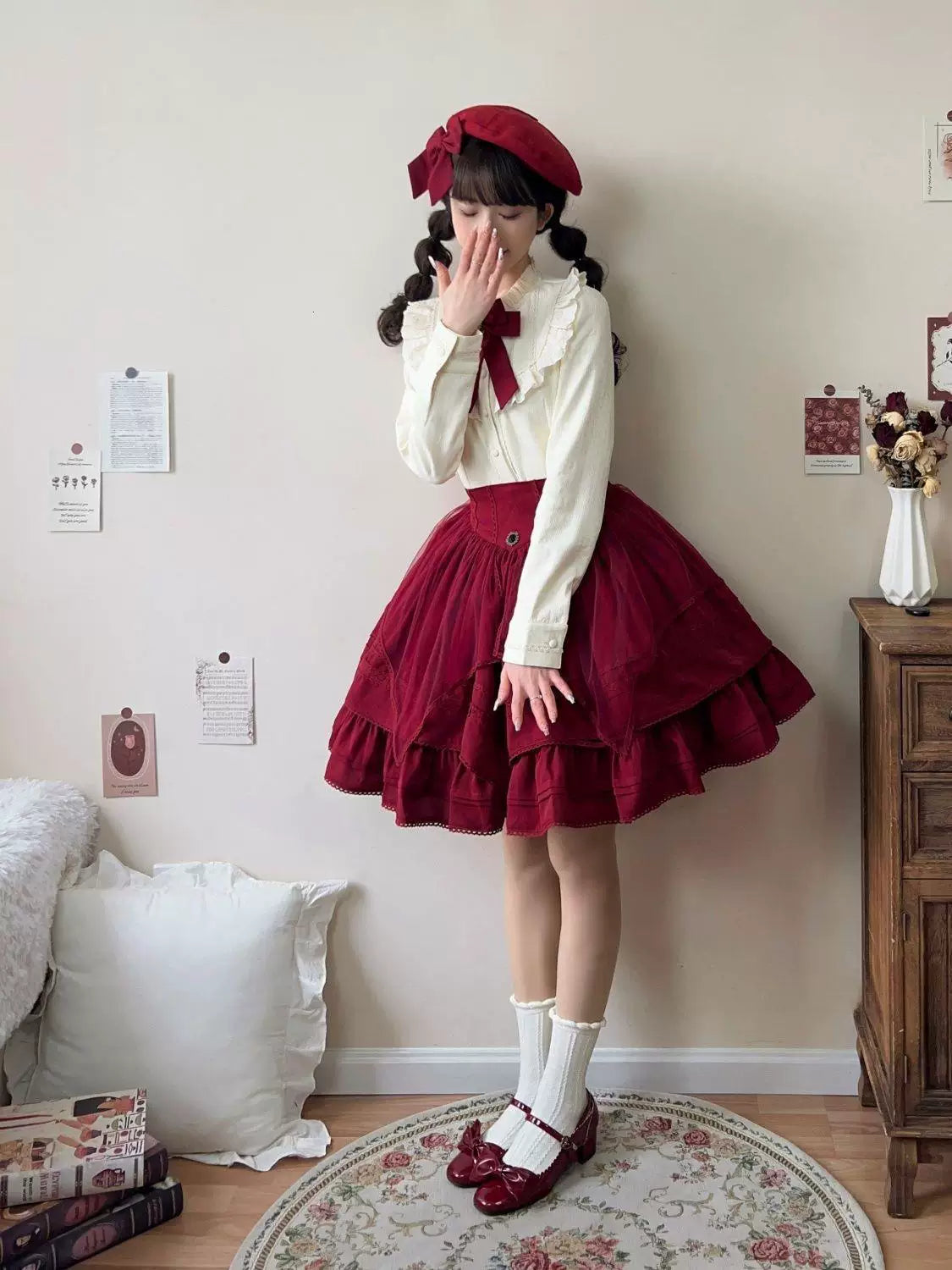 Sweetheart Dream Machine - Heiress Collar - Long-sleeve blouse with a ruffled lace collar