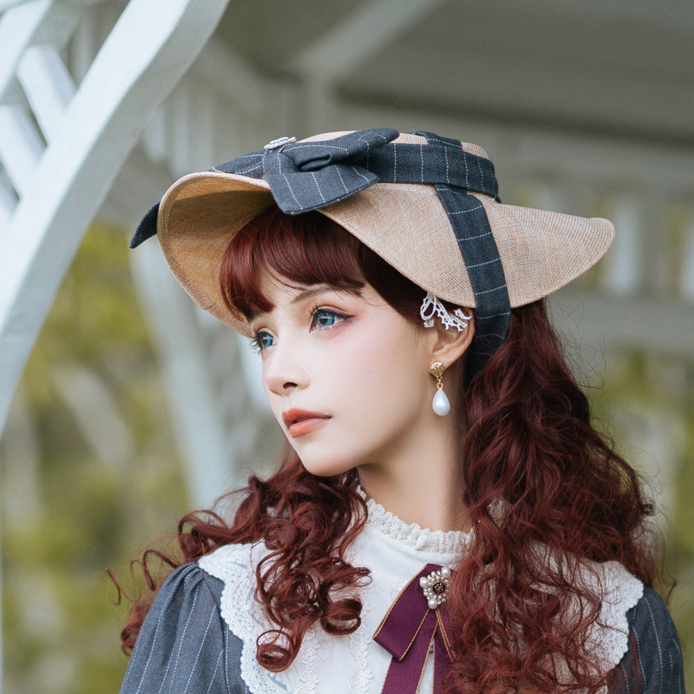 Miss Point - Rose Silhouette - Elegant Handmade Lolita Flat Hat