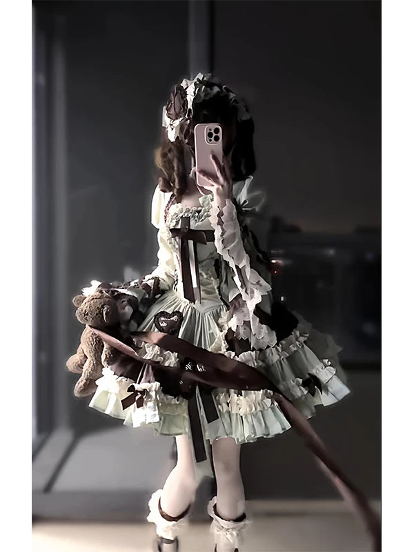Creamy - Mint Chocolate Princess - Mint-and-ivory JSK dress with a princess-sleeve vest