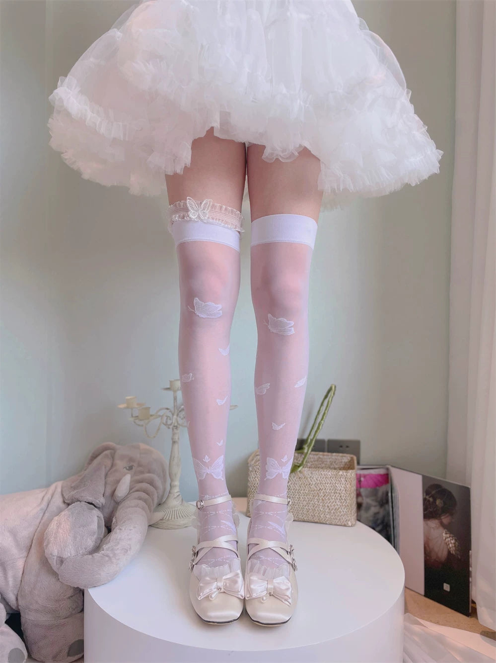 Fantasy Doll - Nirvana Butterfly - Over-the-Knee Socks with Butterfly Motifs