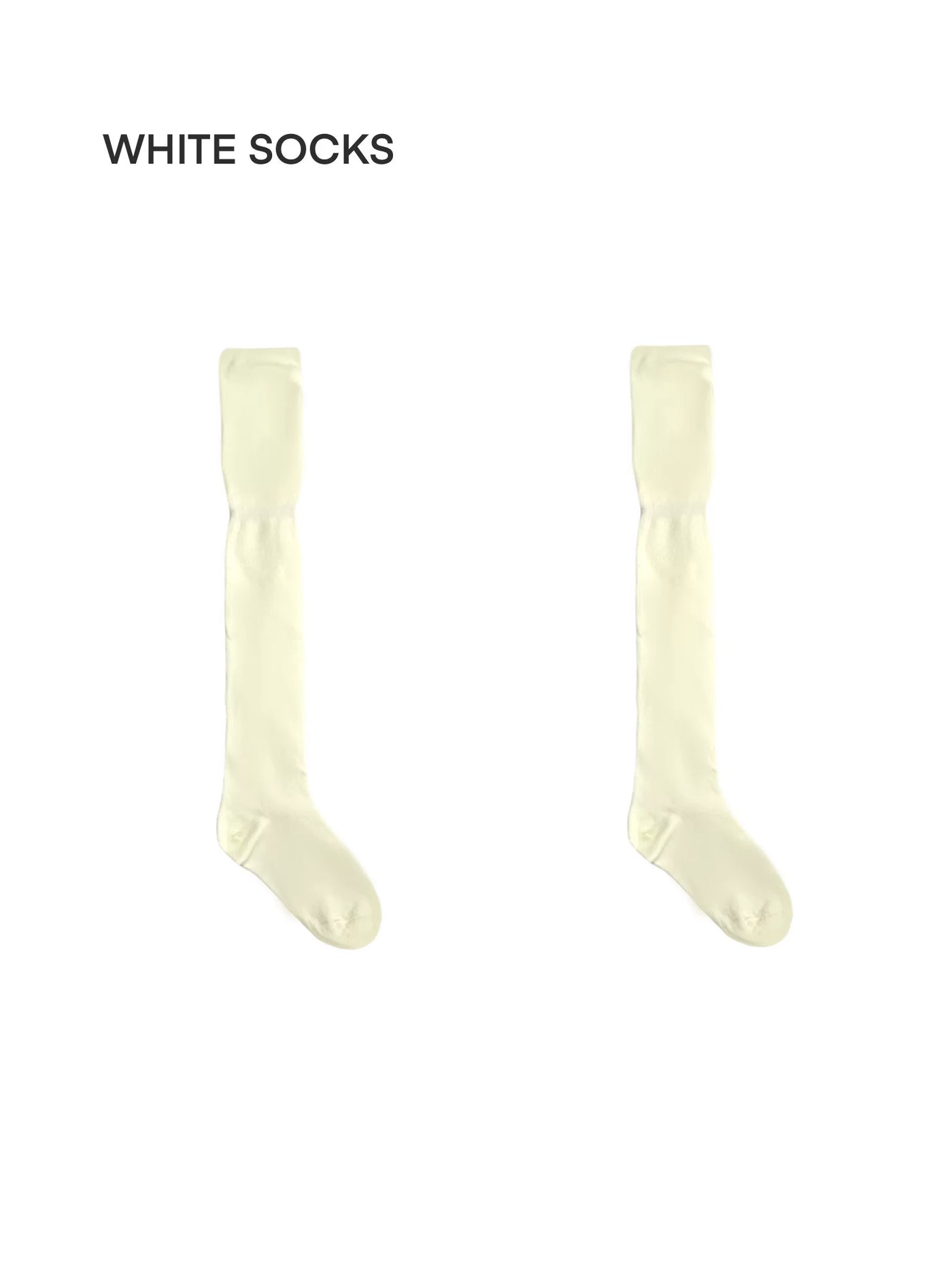 White Socks - Solid-Colour Slouch - Mid-Calf Socks with Gathered Folds
