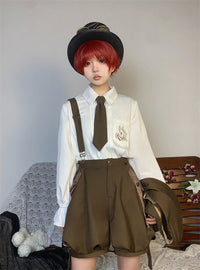 Letters from Unknown Star - Detective Rabbit Kiri - Ouji Lolita Outfits, Backpack Pants - Suspender Trousers Only / S