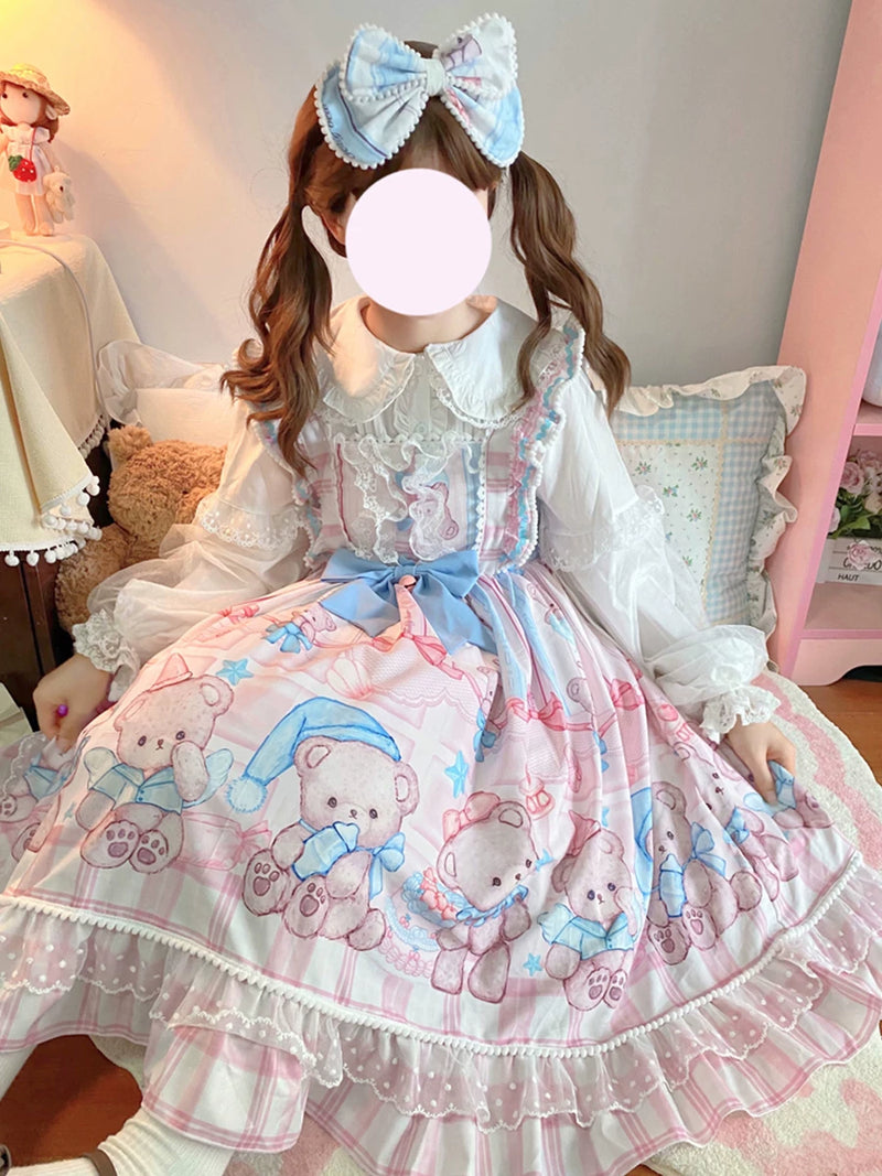 Yueele - Teddy Tea Party - Plus-Size Lolita Outfit Set - detail view 3