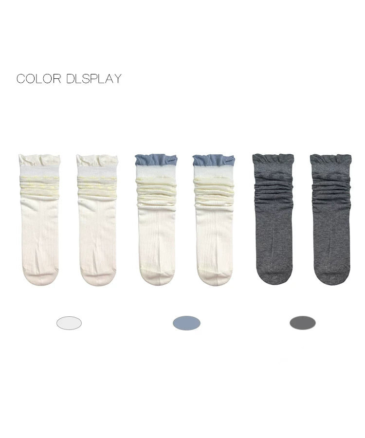 White Socks - Floral Mesh - Ultra-Thin Mid-Calf Socks with Flower Motifs