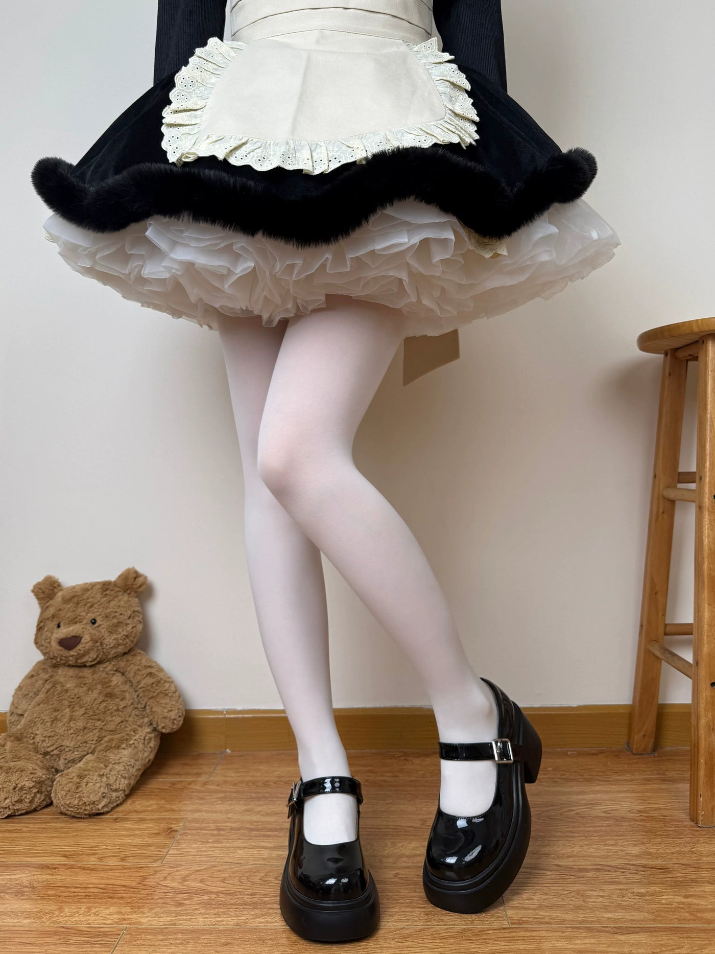 Chubby Bear Tales - Seasonal 100D Base Layer - Pantyhose in Milky Yellow, Black or White