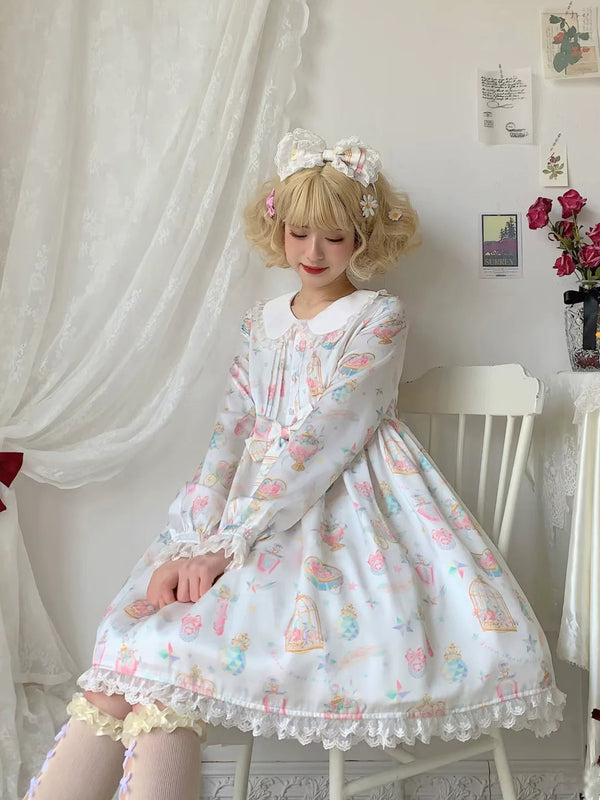 Yueele - Apricot Winter Ribbon - Plus-Size Sweet Lolita OP Dress - front view