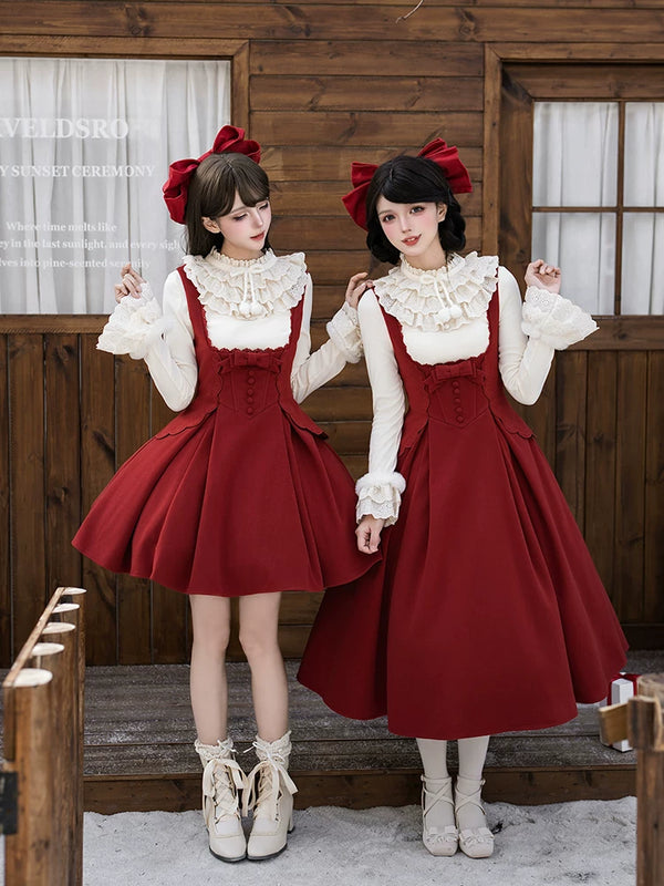 With PUJI - Velvet Rose - Lolita JSK Dress, Embroidery & Boned Bodice Detail product view