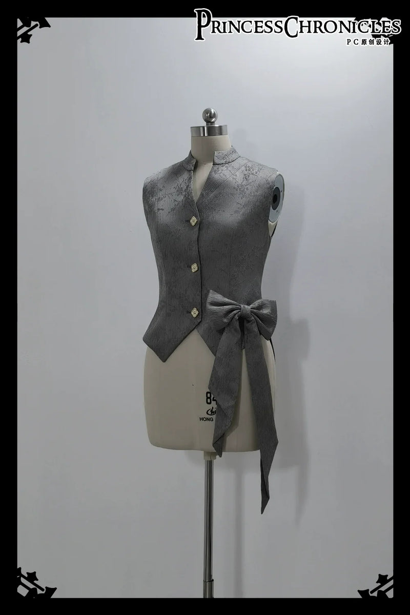 Rabbit Hunting Glacier Gray - Vintage Lolita Grey Coat Kawaii Rabbit Ear Set XS Vest (pre order)
