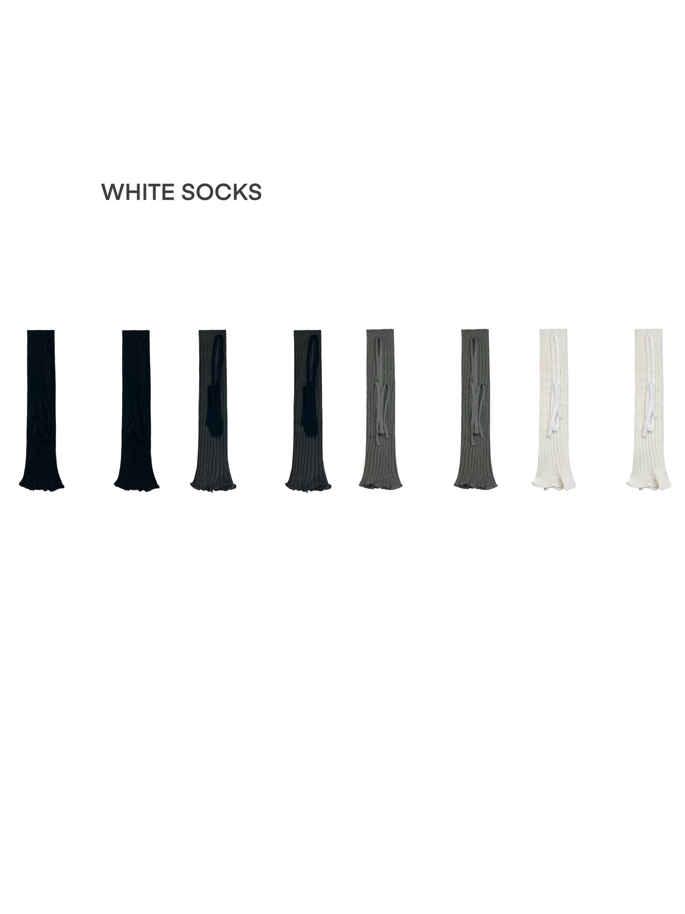 White Socks - Ballet Strap - Ribbed Leg Warmers with Wraparound Strap Details