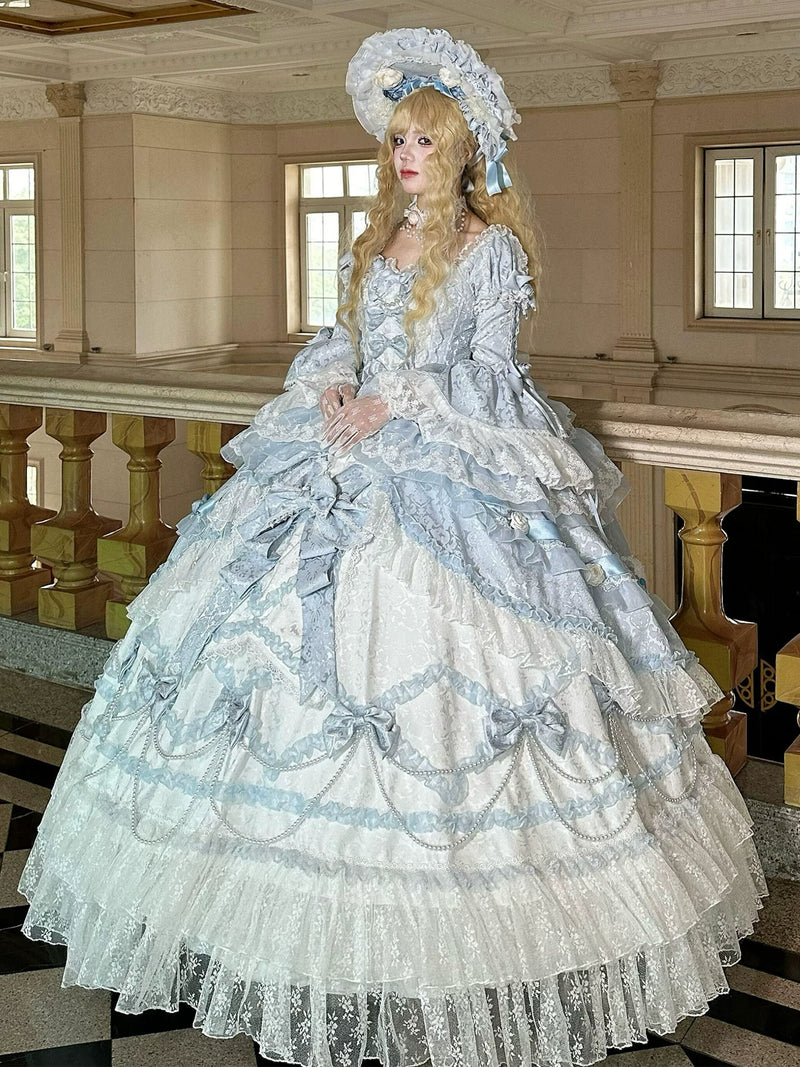 Emoji Dream - Rococo Lolita Ball Gown - Blue long-length formal