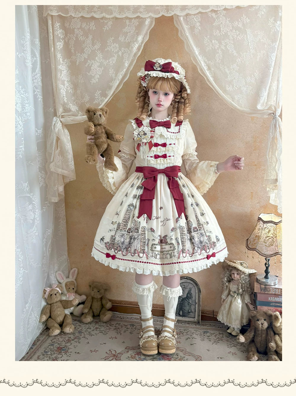 DayRabbit - Muffin Postman - Blue or Beige OP and Pinafore Dresses with Detachable Bows