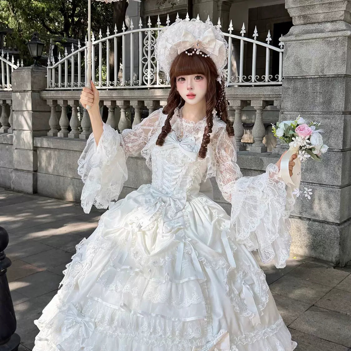 Lady Han Bridal Sweet JSK dress from Lolita Fetch featuring a curtain poem design with elegant, feminine details.