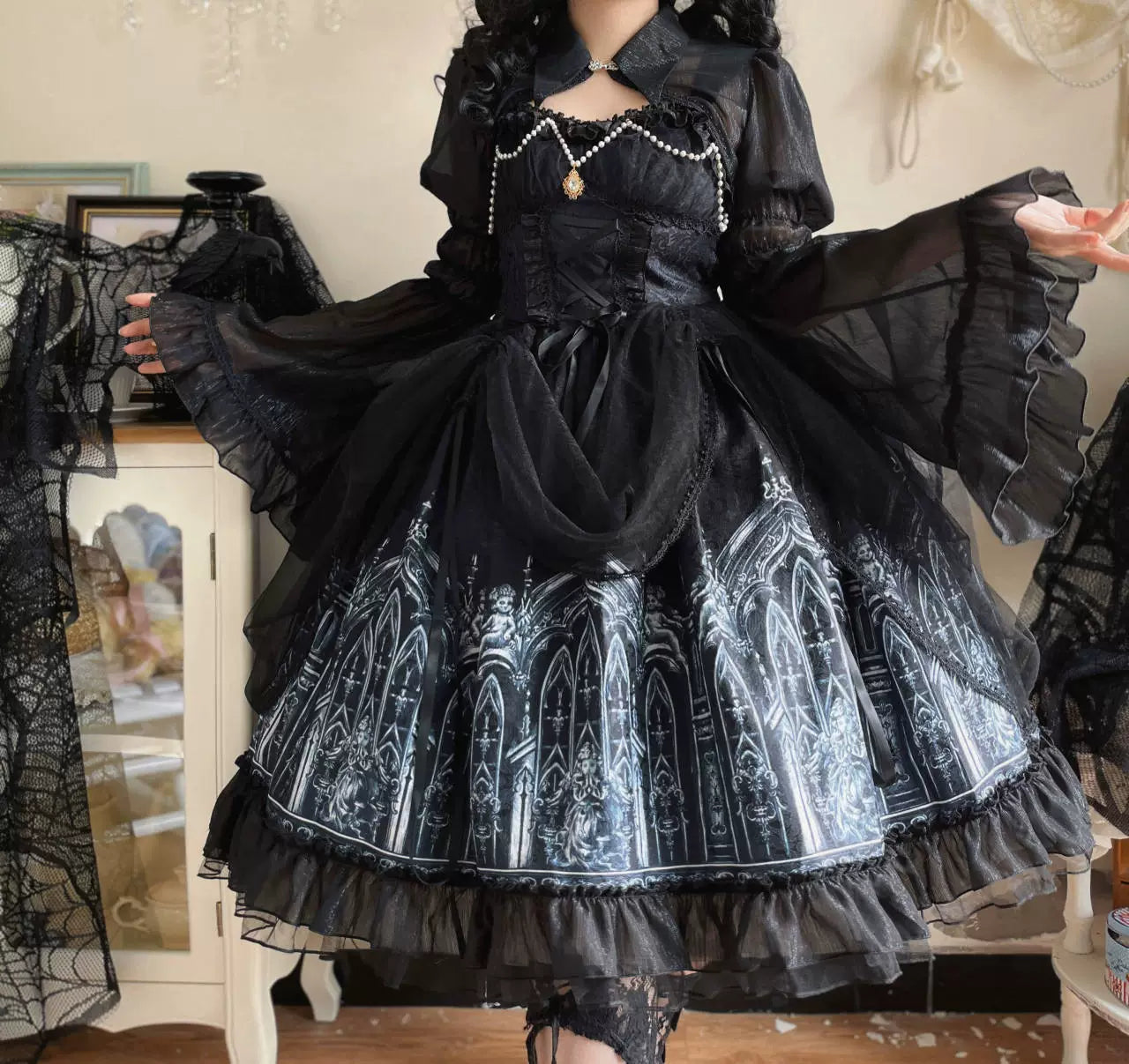 Sugar Girl - Silent Night Church - Gothic Lolita JSK Dress & Bolero, Church Print
