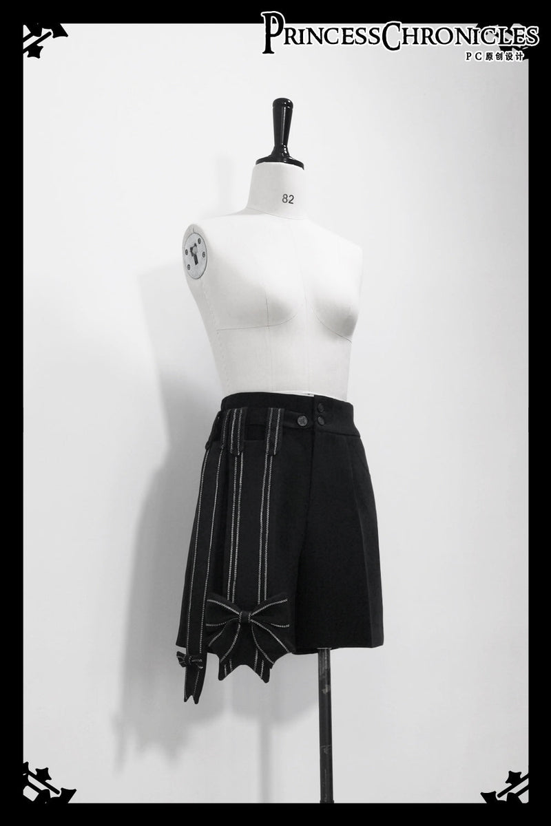 ShenYao - Ouji Vintage Lolita Black Bow Shorts S Black Shorts